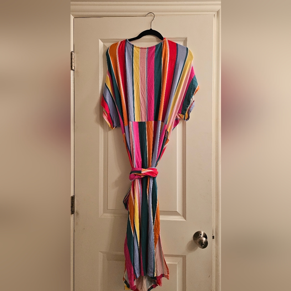 Multicolor Striped wrap around Eloquii dress (size 18) - Picture 2 of 6